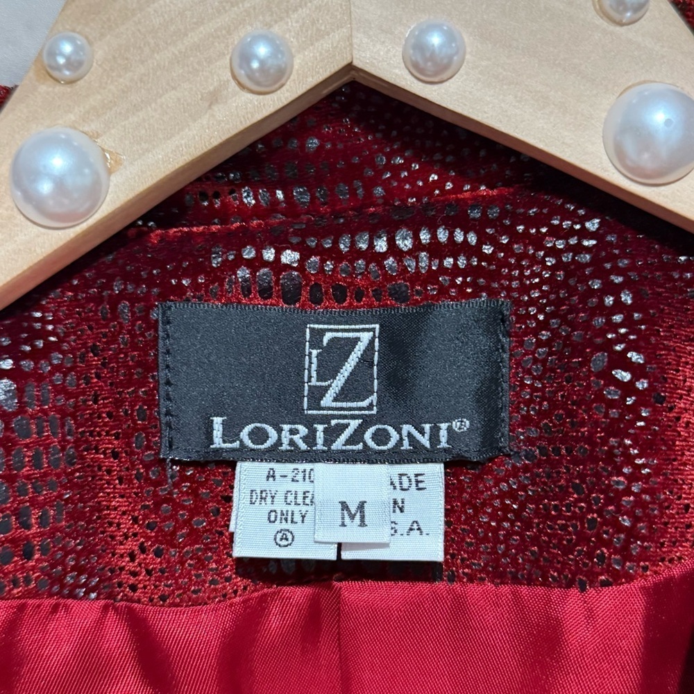 Lori Zoni Red Snakeskin Jacket Vintage 90s, 100% Silk Made in USA, Parisian Chic - Picture 9 of 10